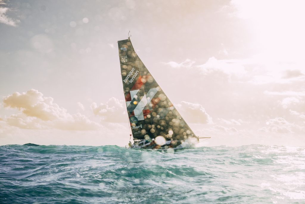 Le voilier Banque du Léman au départ de la Route du Rhum 2022